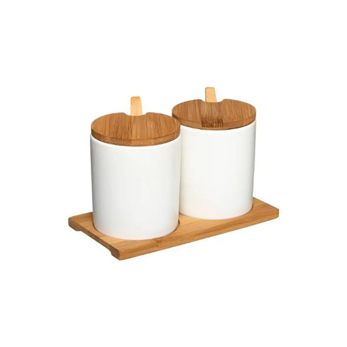 Lot de 2 Pots à Épices «Céramique» 18cm Blanc