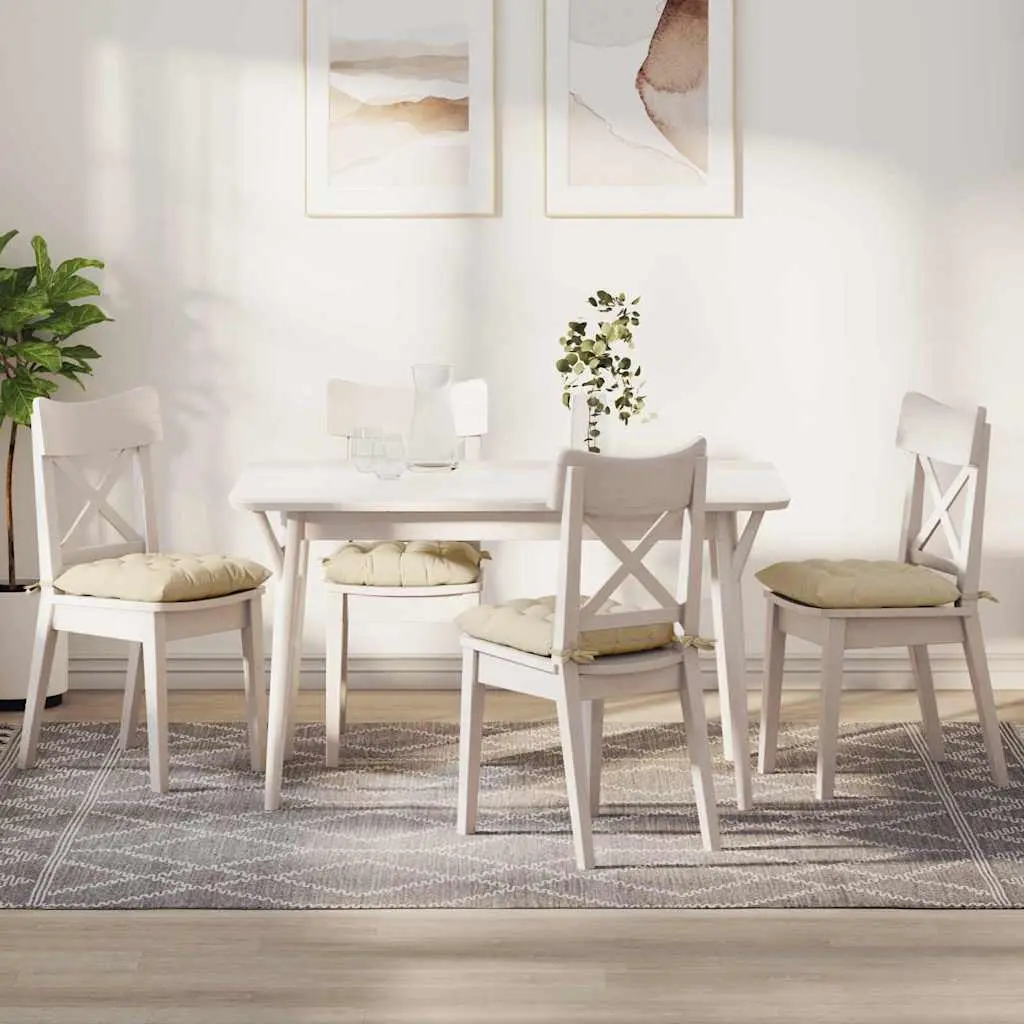 Lot de 2 Galettes de Chaise Tissu Confortables avec Sangles Déhoussables Crème 40x40x6 cm – ComfortXL Outdoor Living