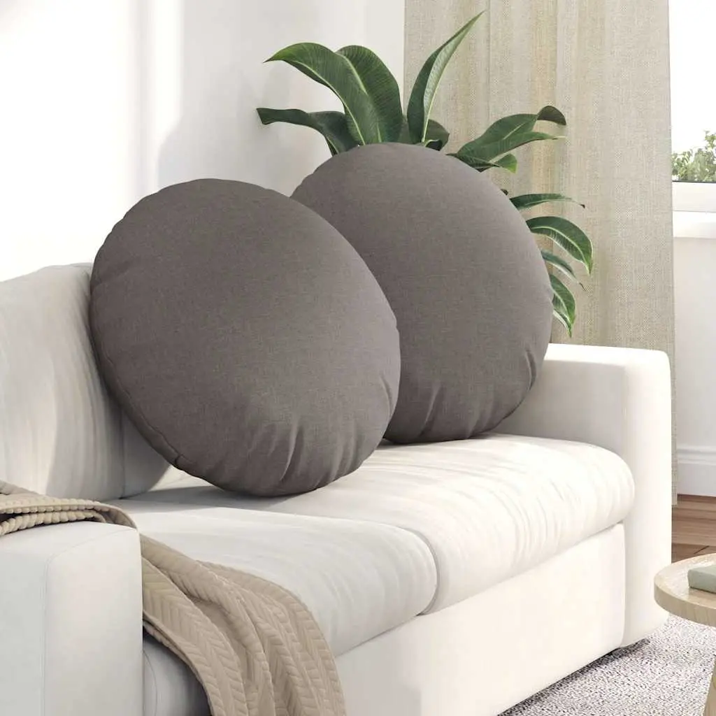 Lot de 2 Grands Coussins de Sol Ronds Tissu Moelleux Déhoussable pour Déco Taupe Ø 60 x 21 cm – ComfortXL Outdoor Living