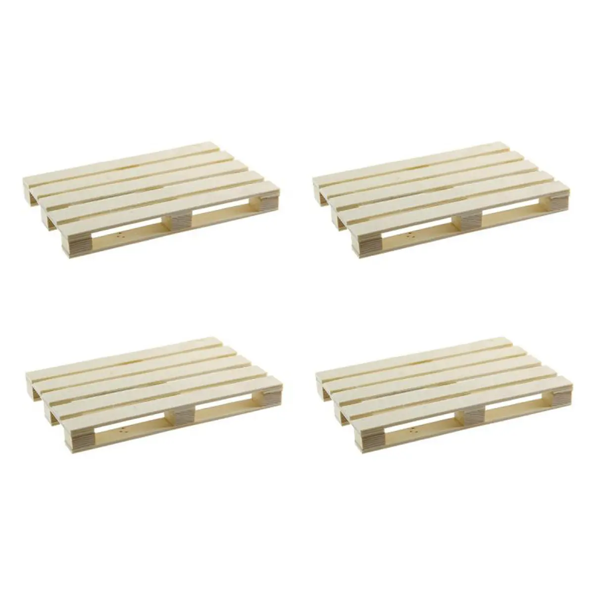 Lot de 4 Dessous de Verre «Palette» 12cm Naturel