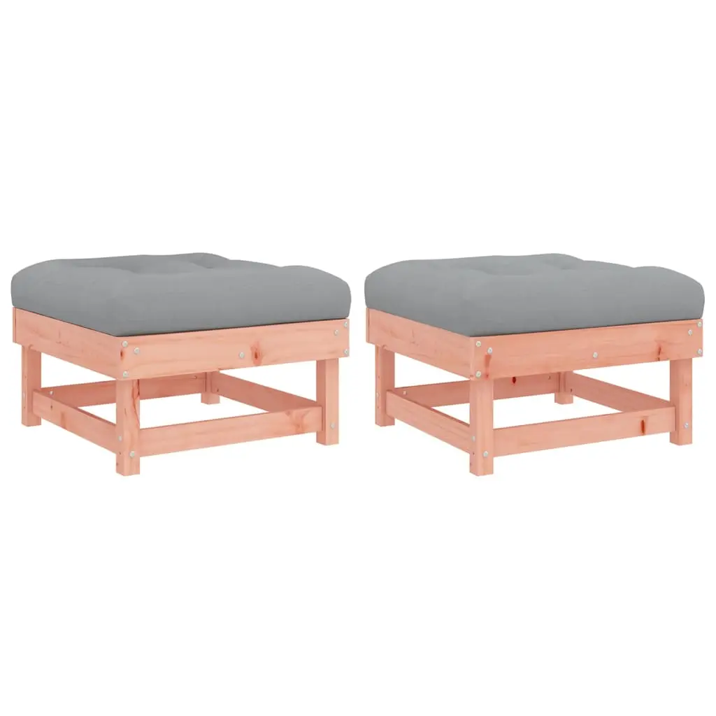 Lot de 2 Repose-pieds de jardin – Ottomans de jardin – Tabourets de jardin avec coussins bois massif douglas