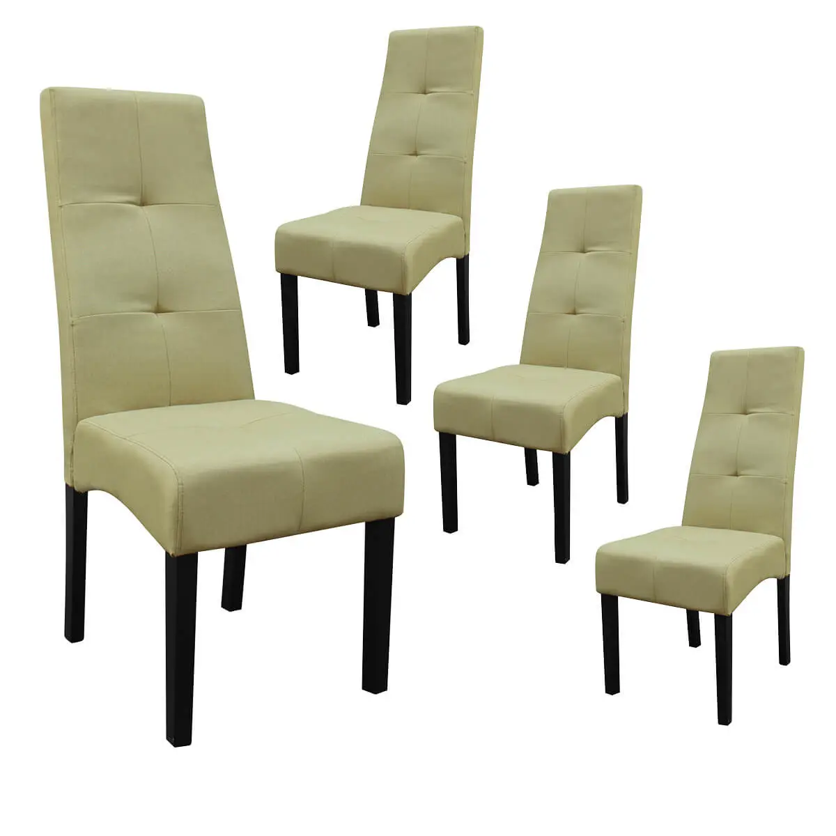 Lot de 4 Chaises Vert Clair Capitonnées – DALLAS