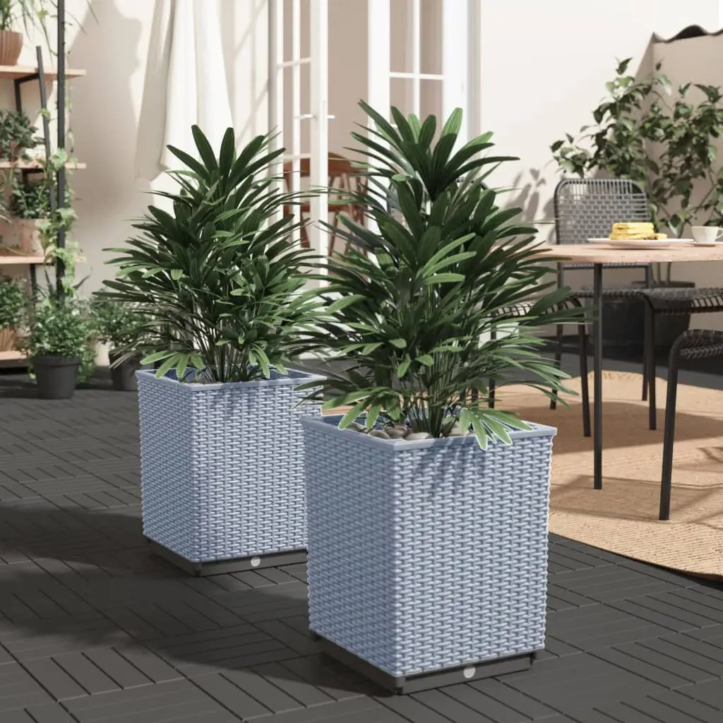 Lot de 2 pots de fleurs carrés en polypropylène gris clair pour extérieur 30cm – ComfortXL Outdoor Living