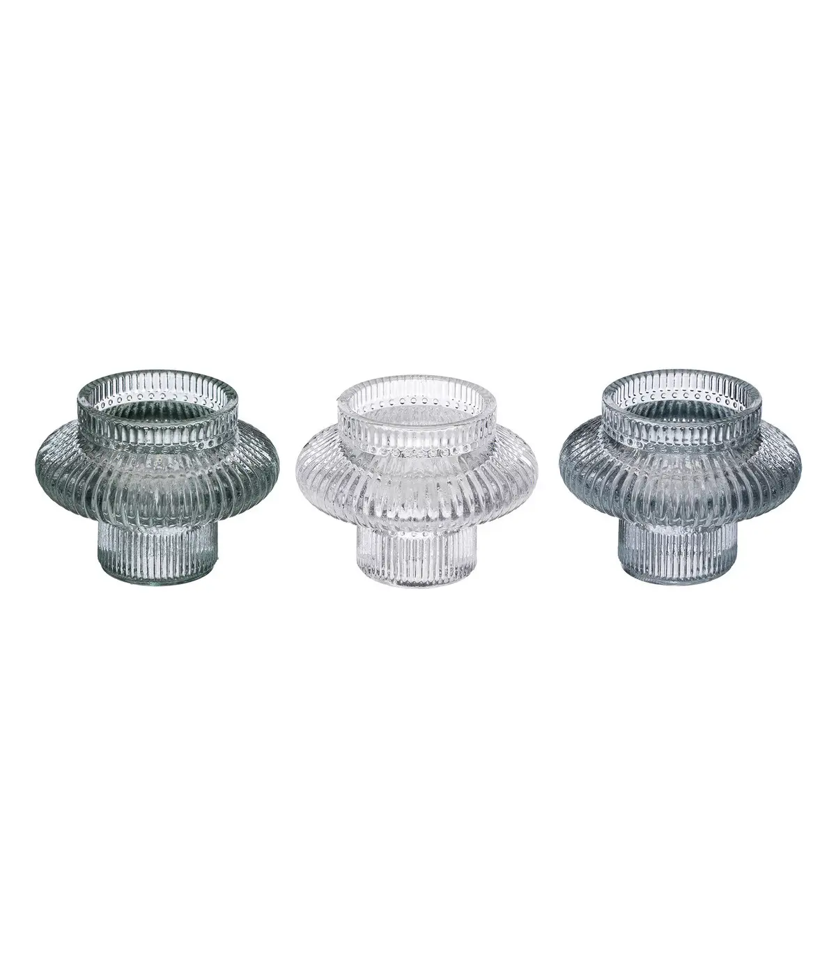 Lot de 3 Bougeoirs Chandeliers en Verre