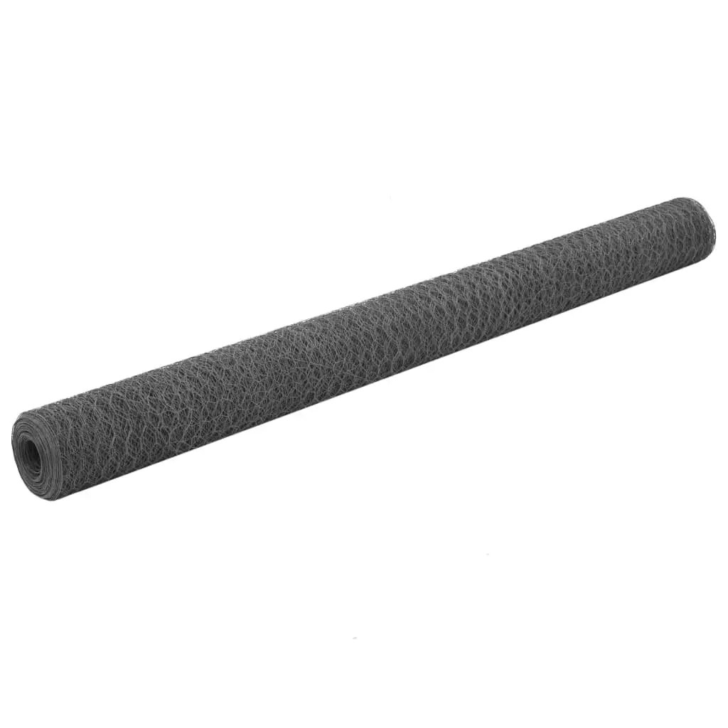 Grillage Volière Acier PVC Haut Clôture Jardin 13mm 25×1,5m Gris