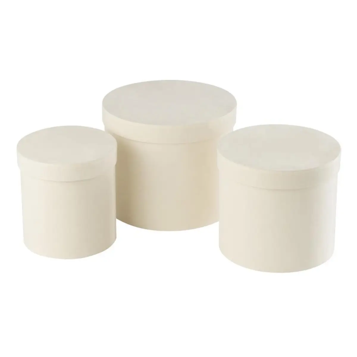 Lot de 3 Boîtes de Rangement Rondes «Vaughn» 27cm Blanc