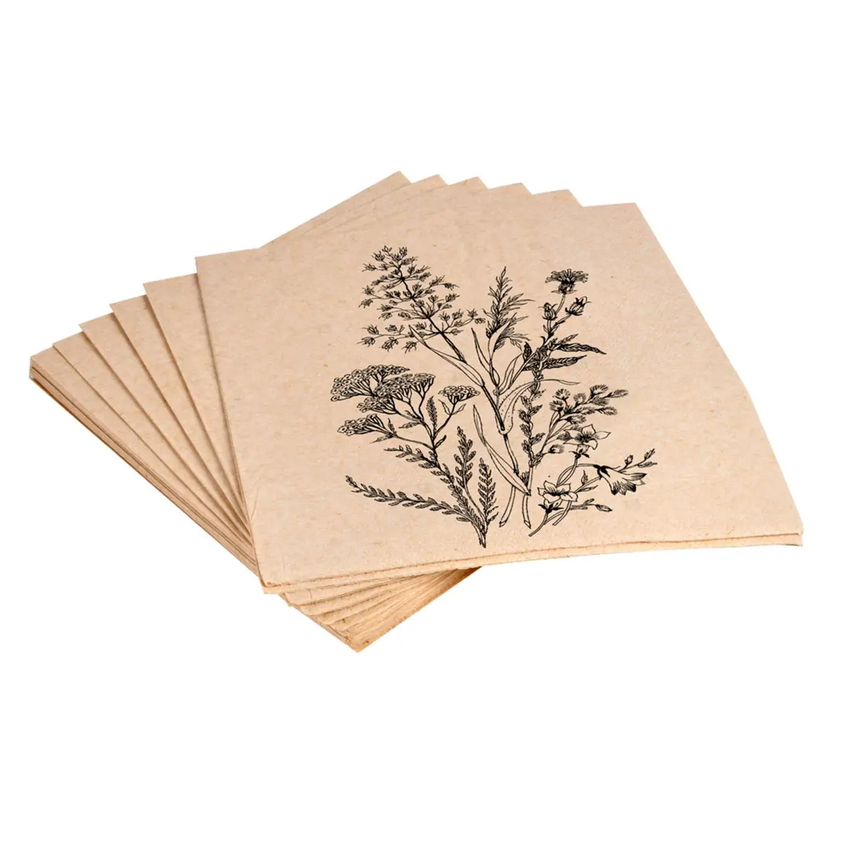 Lot de 20 Serviettes en Pulpe de Bambou «Flore» 33x33cm Naturel