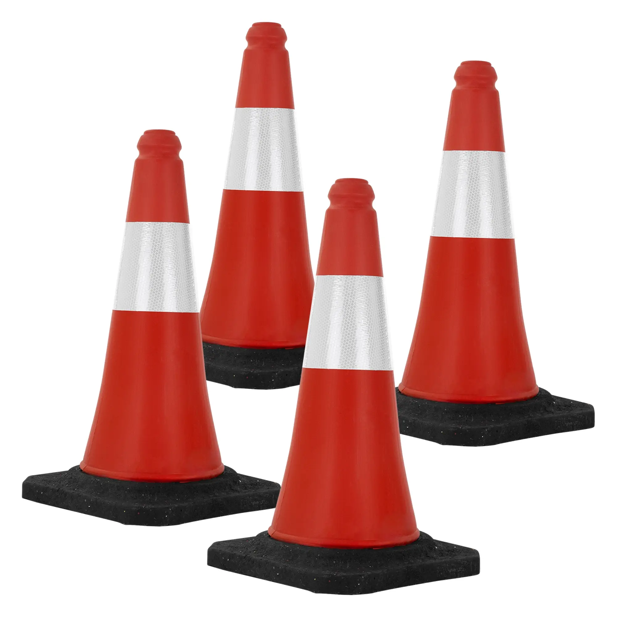 Lot de 4 cônes signalisation pylônes 51cm rouge blanc plot avec base lourde bande réfléchissante sécurité routière avertissement stable parking garage