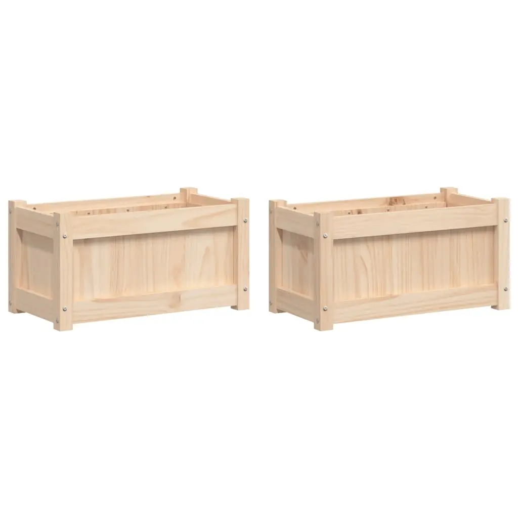 Lot de 2 Jardinières, Bac à fleurs, Pot de fleurs bois de pin massif