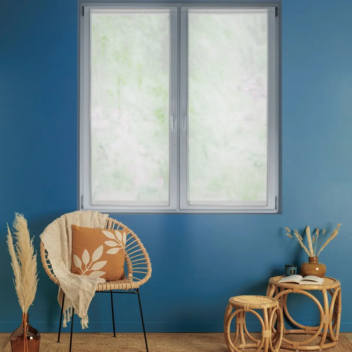 Lot de 2 Voilages Vitrage Blanc Moly 60 x 120 cm