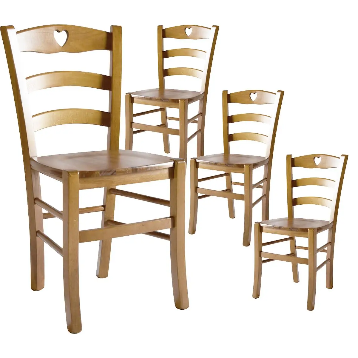 Lot de 4 Chaises Teinté Chêne et Assises en Bois – NAPLES