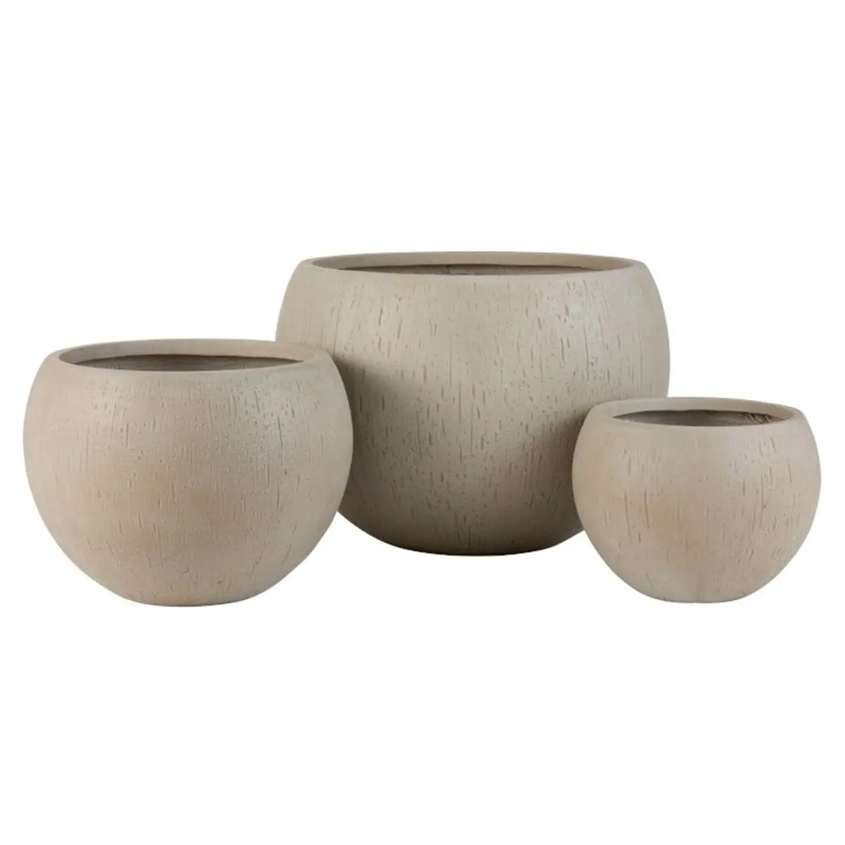 Lot de 3 Cache-Pots Design «Argile» 55cm Beige