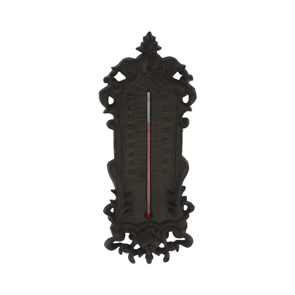 ° Grand thermomètre extérieur décoratif vintage fonte marron 37cm Chemin de campagne
