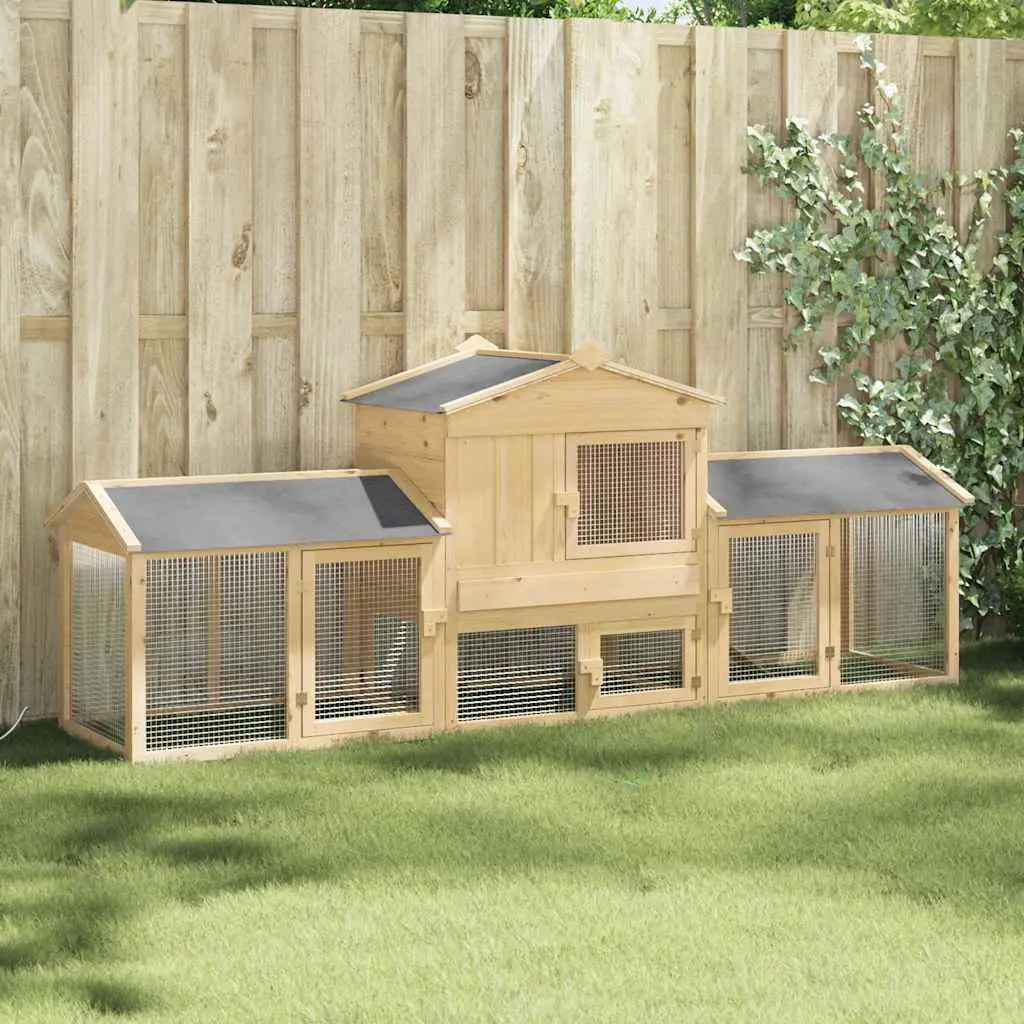 Grand poulailler en bois avec double extension 225cm Marron – ComfortXL Outdoor Living