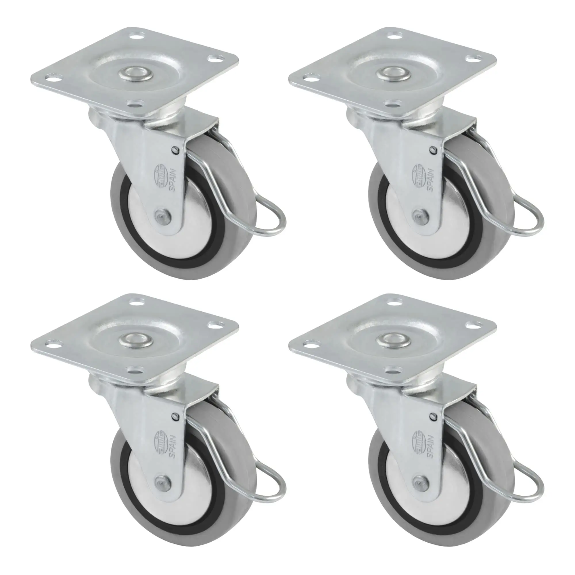 Lot de 4 roulettes 2503 – 40 mm – Caoutchouc – Gris | Amig