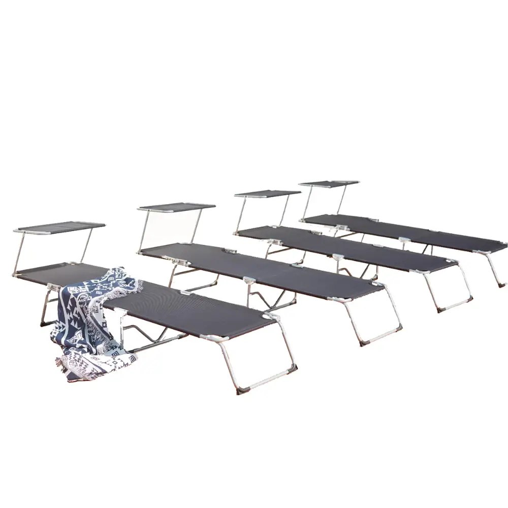 Lot de 4 transats acier avec pare soleil PALOPO