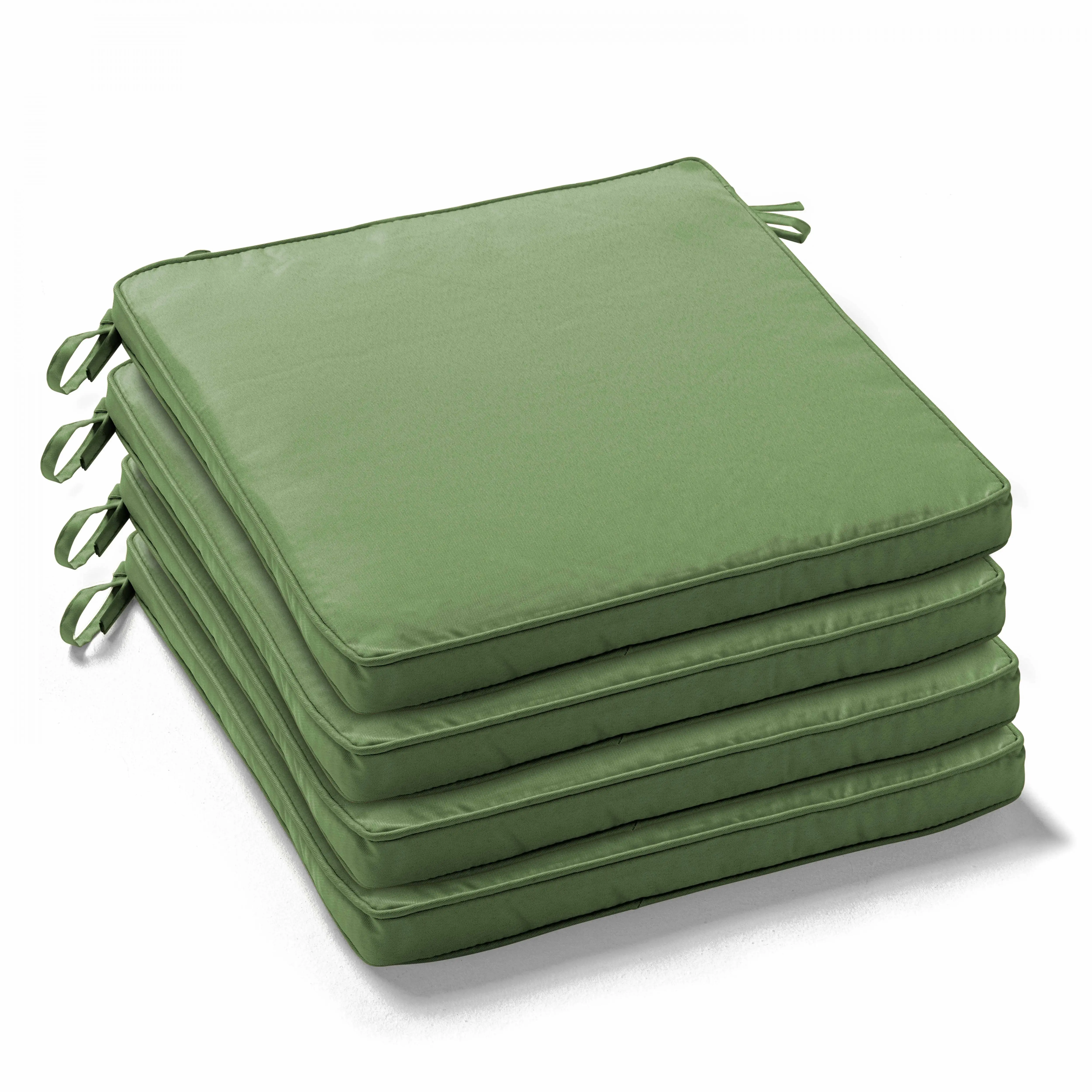 Lot de 4 galettes de chaise polyester vert cactus 40x40x3 cm Machu – Oviala