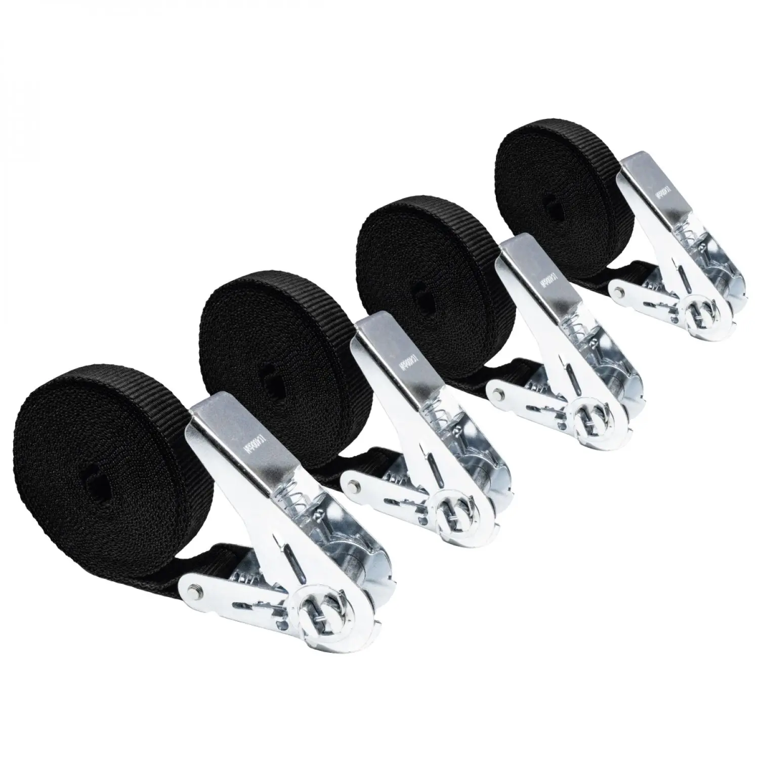 Lot de 4 sangles d’arrimage à cliquet – 25 mm x 5 m – Noir – Linxor