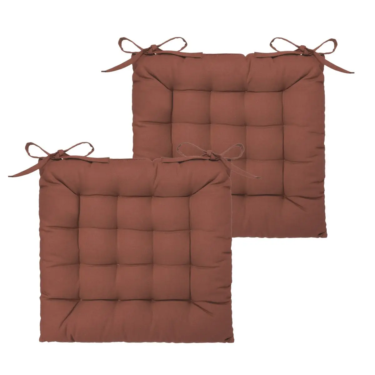 Lot de 2 Galettes de chaise en Coton Terracotta 38 x 38 cm