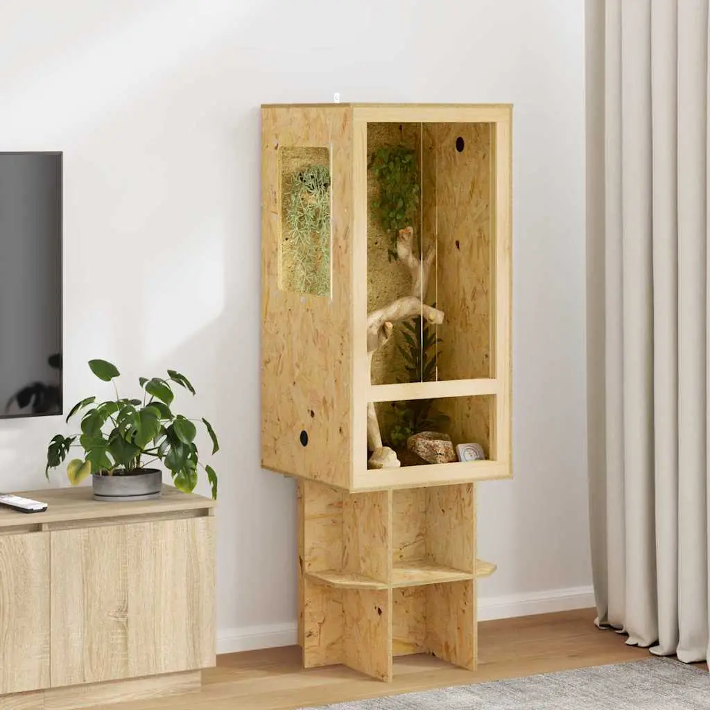 Grand Terrarium Vertical OSB Reptile Amphibien 50 x 50 x 100 cm Marron