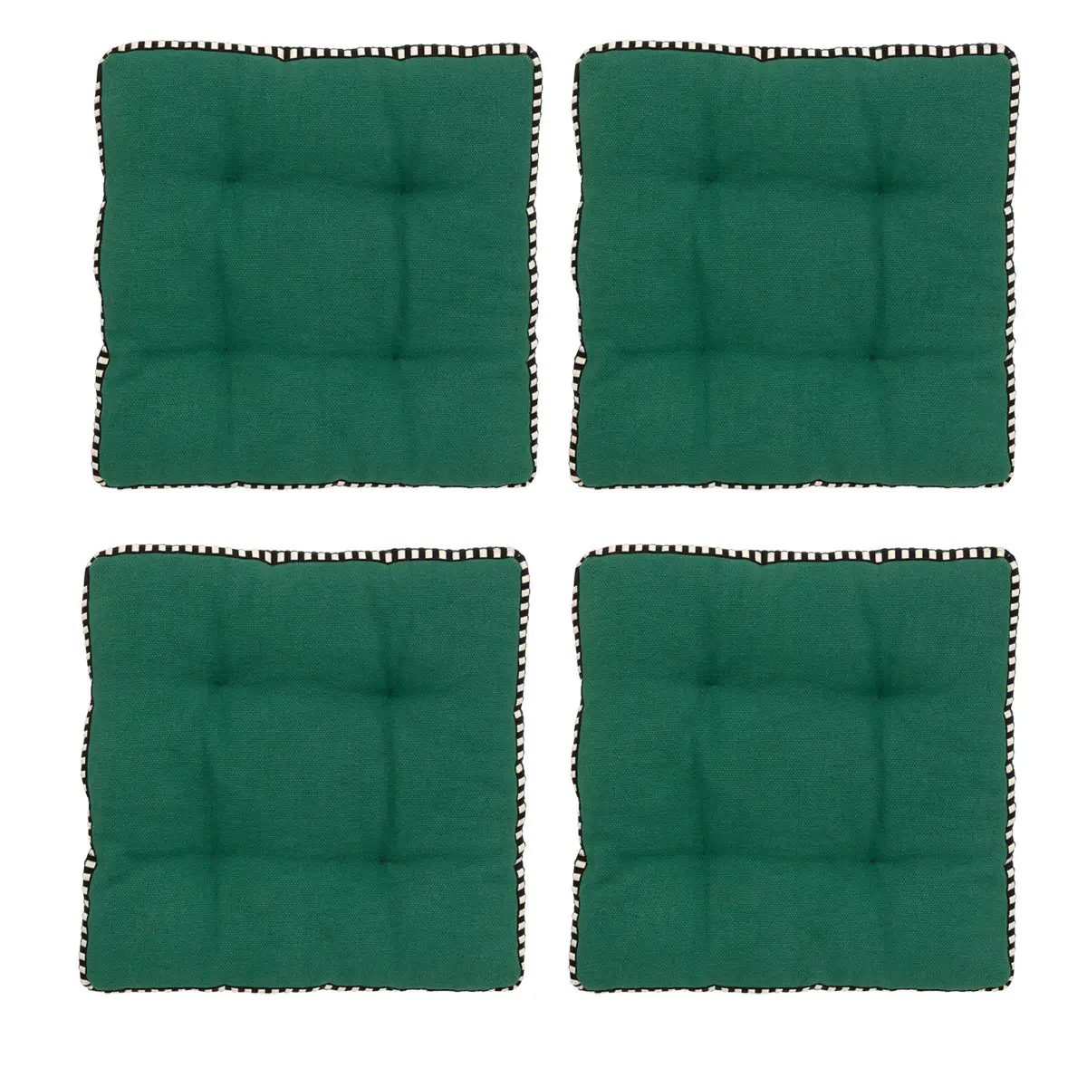 Lot de 4 Galettes de chaise en Coton Vert cèdre 38 x 38 cm