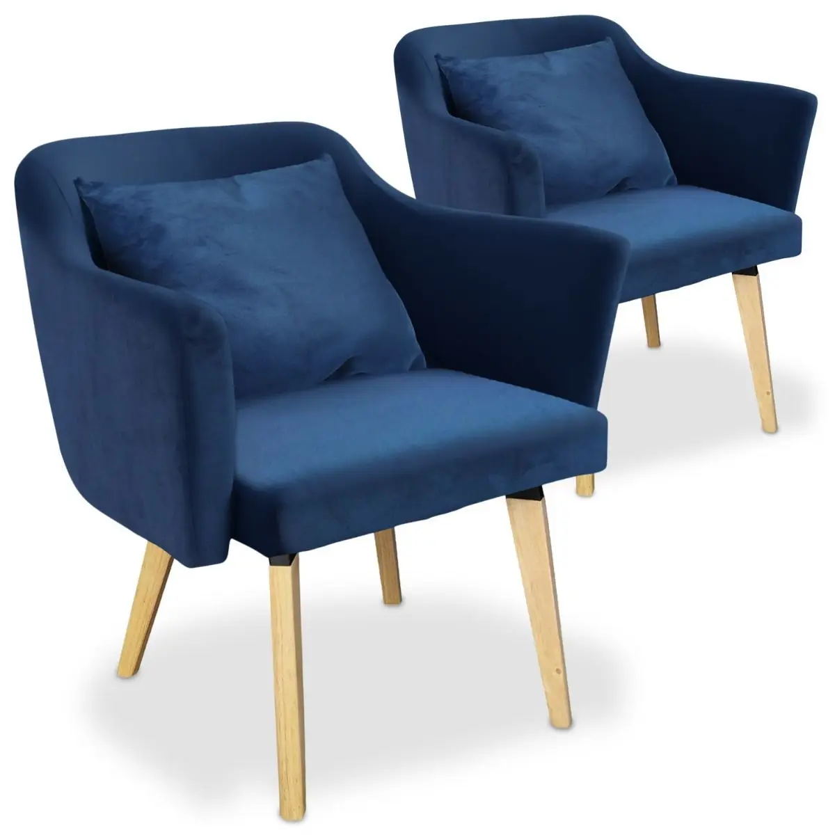 Lot de 2 Fauteuils Scandinave en Tissu «Delante» 67cm Bleu