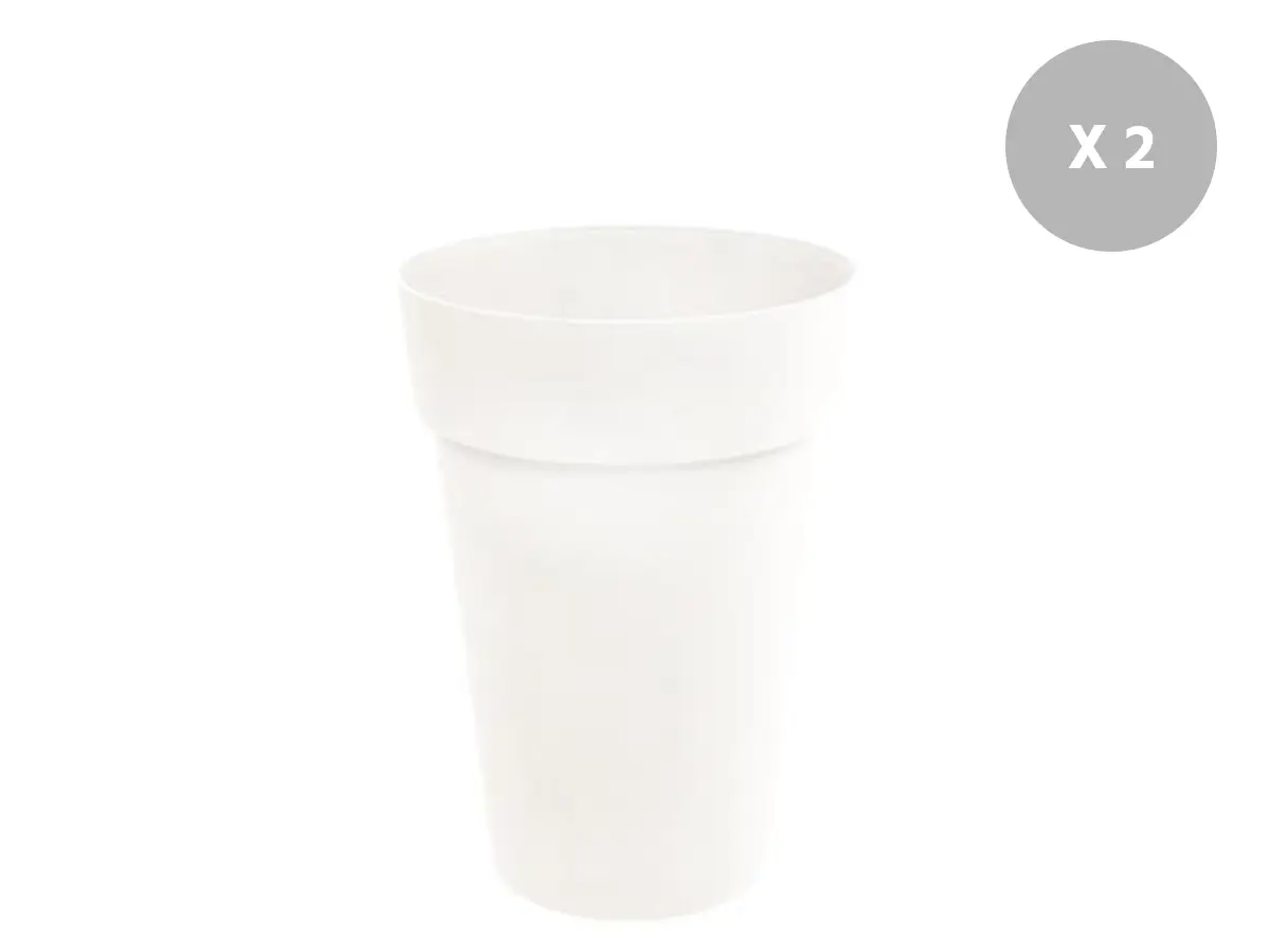 Lot de 2 Pots de fleur rond Toscane Ø 44 x H.53 cm Blanc – Eda