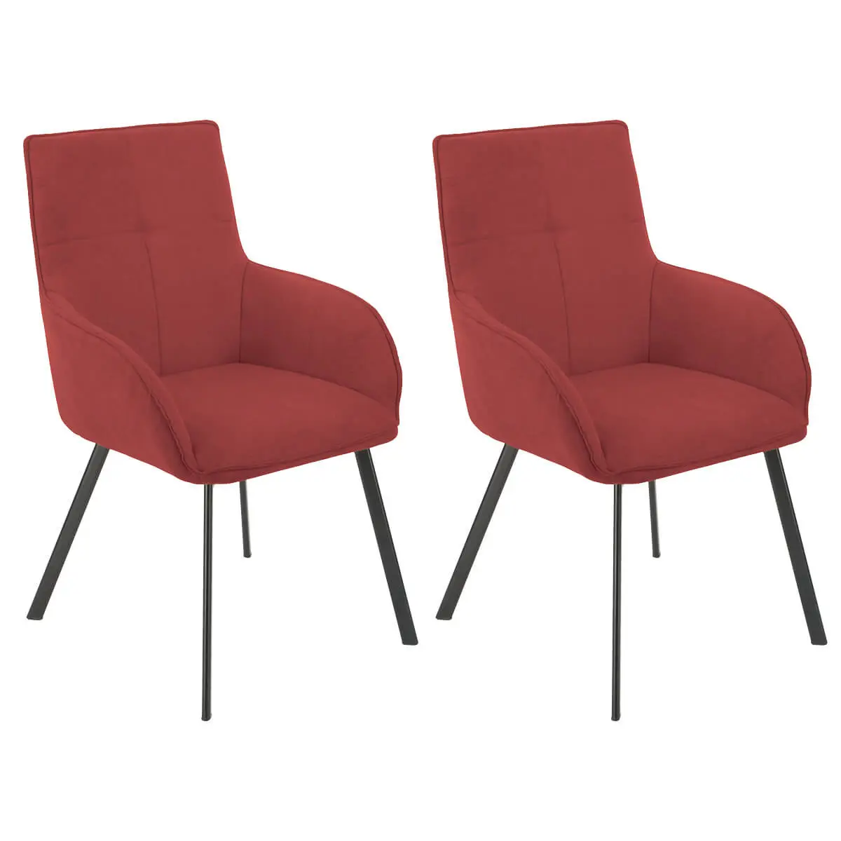 Lot de 2 Fauteuils Rouges Piètement Gris Mat – CATILA
