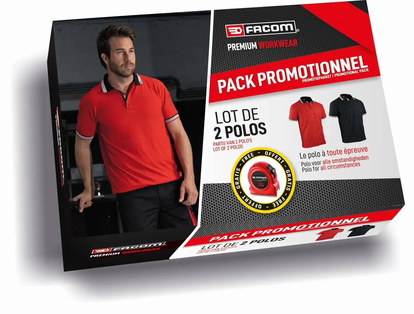 Lot de 2 polos + 1 mètre ruban | FXWW9005C RULER – Facom