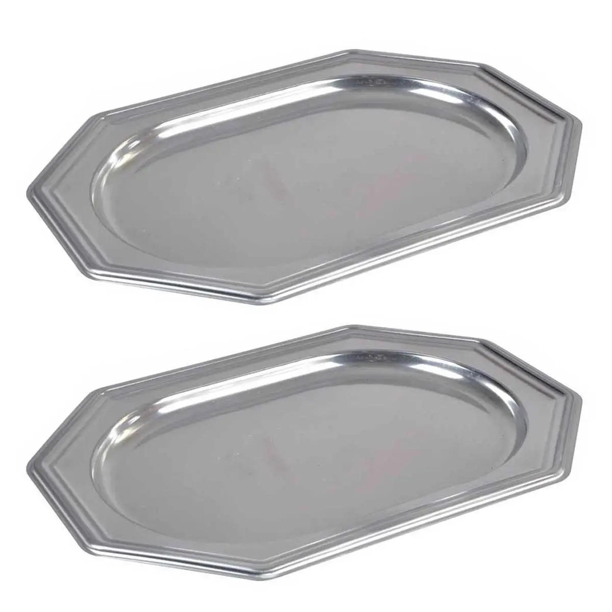 Lot de 2 Plateaux Déco «Octogonaux» 34cm Argent