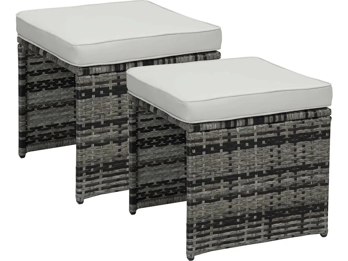 Lot De 2 Poufs Chicago – «florida» – Gris -habitat Et Jardin
