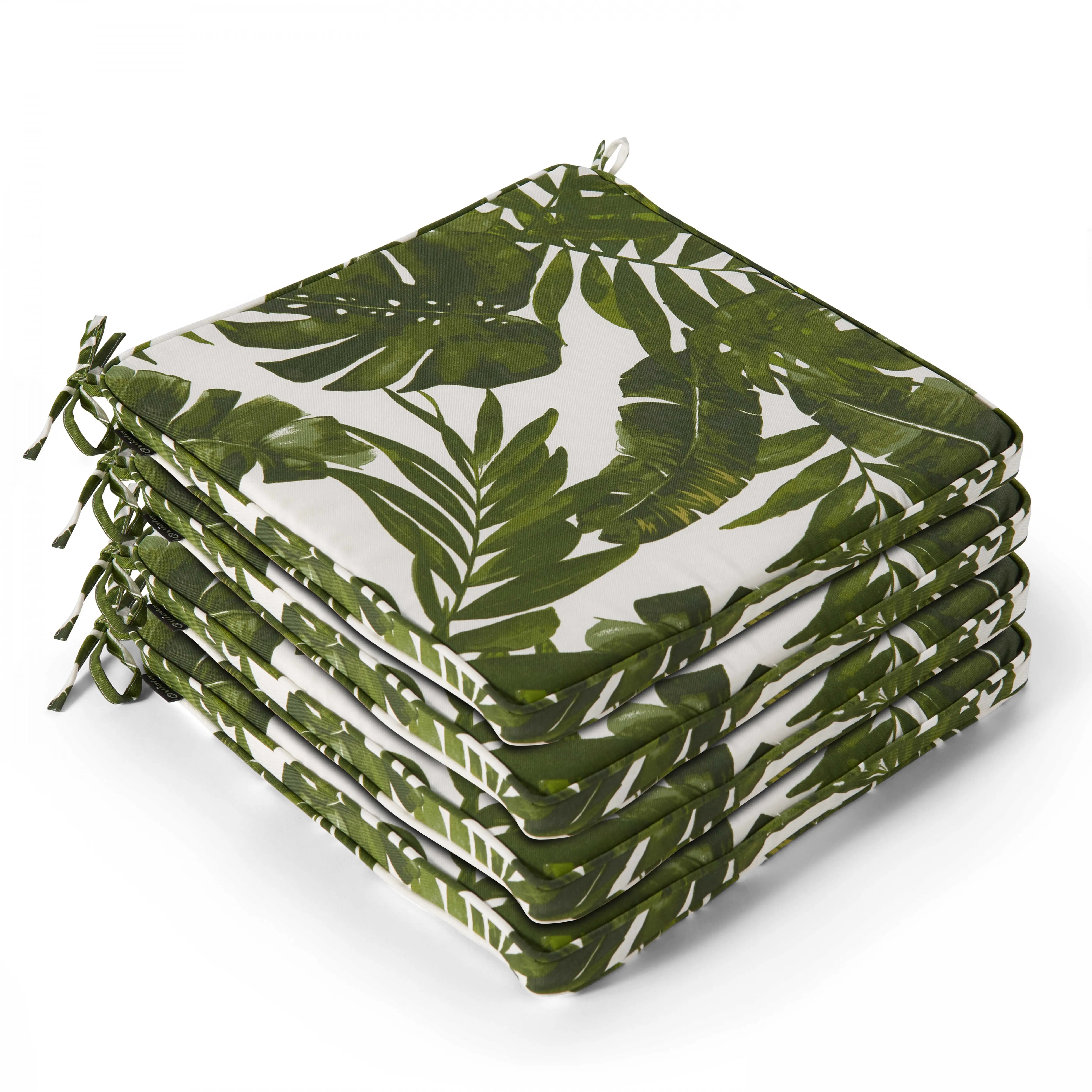 Lot de 4 galettes de chaise polyester jungle 40x40x3 cm Paita – Oviala