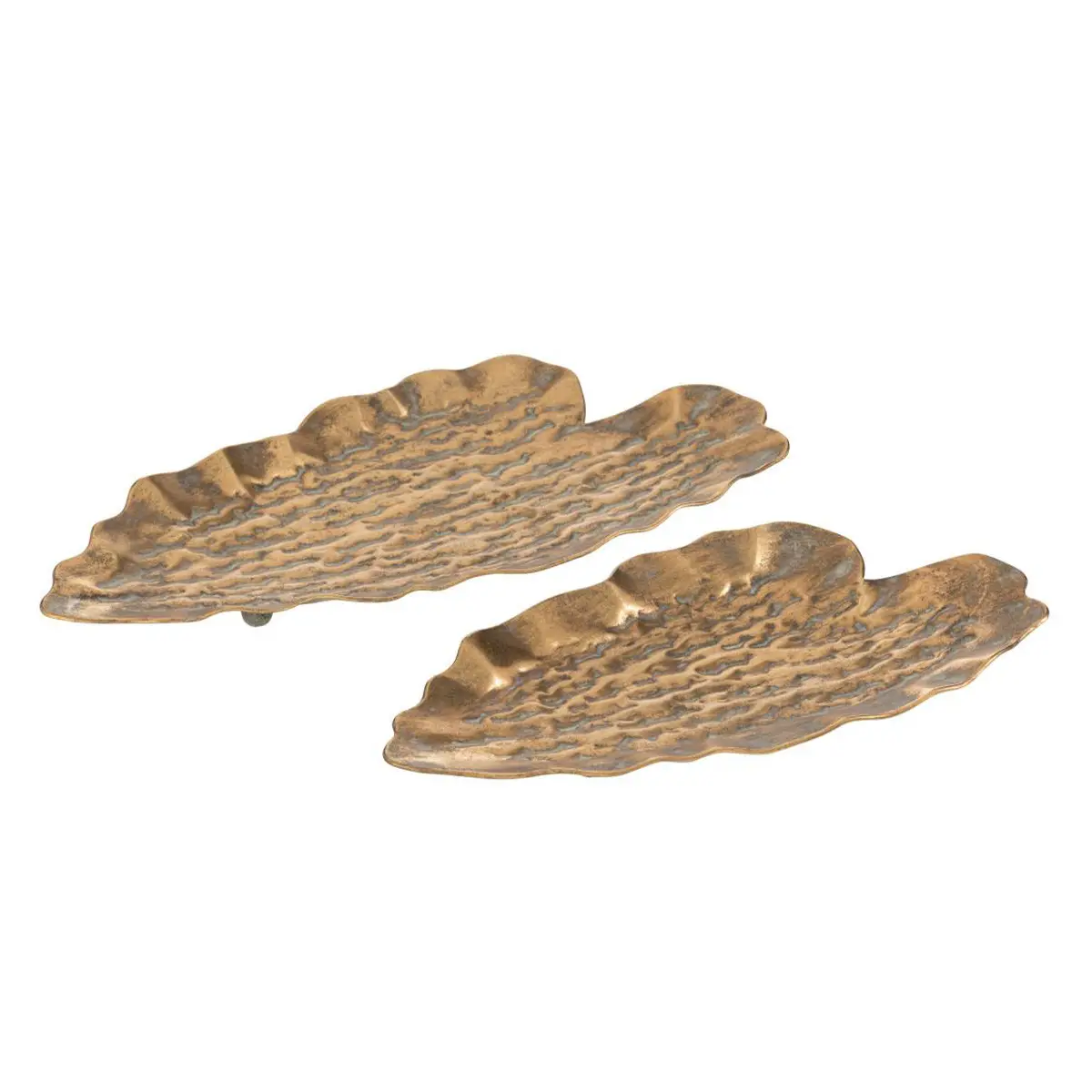 Lot de 2 Vide-Poches en Métal «Feuille» 54cm Or