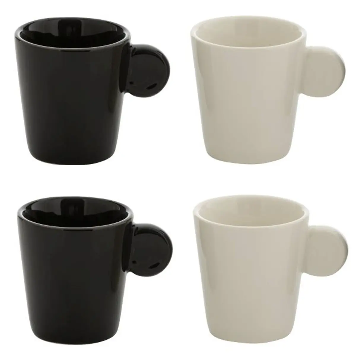 Lot de 4 Tasses à Café «Avery» 7,5cl Noir & Blanc