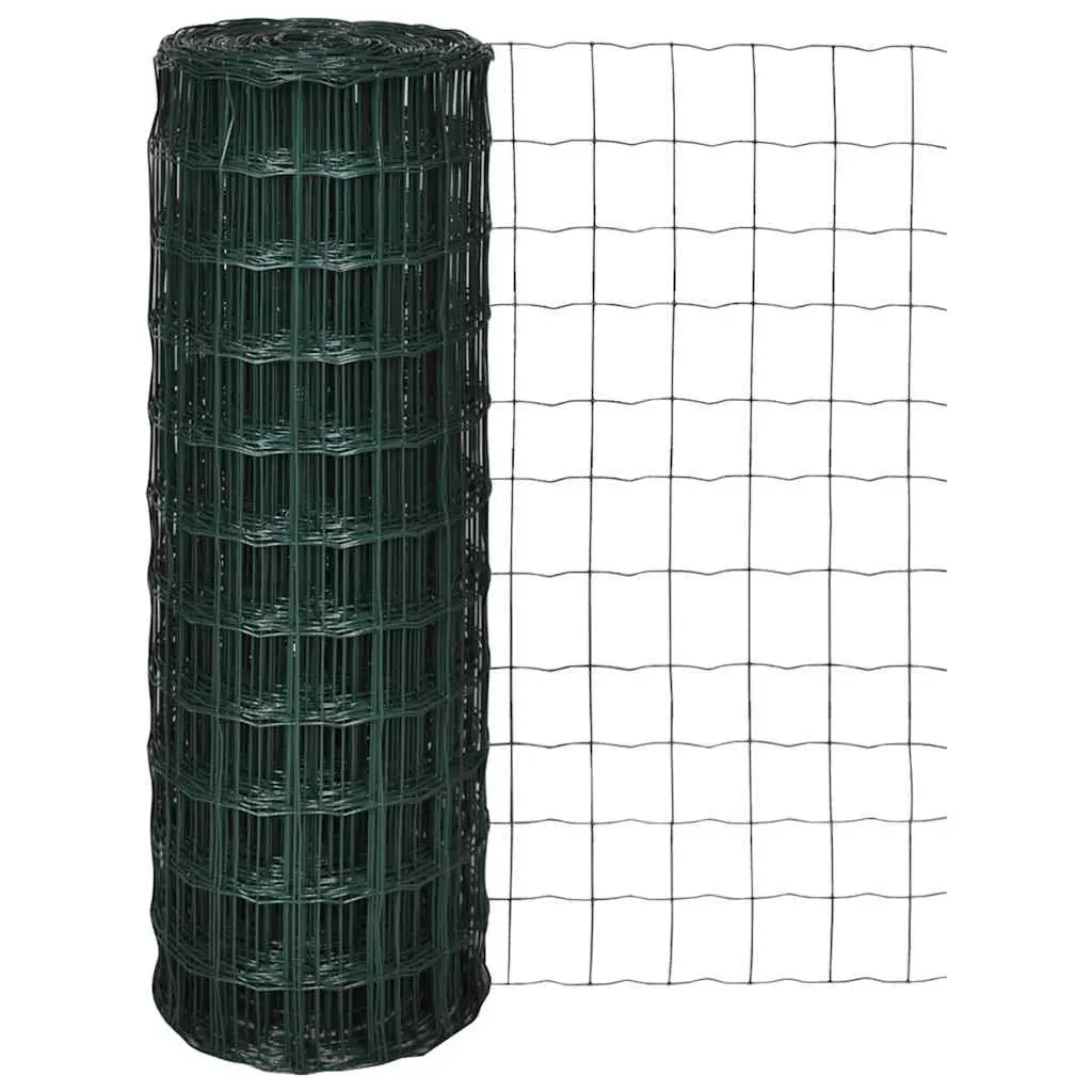Grillage Euro Acier Plastifié Clôture Jardin Volaille Maille 76x63mm Vert 25×0,8m