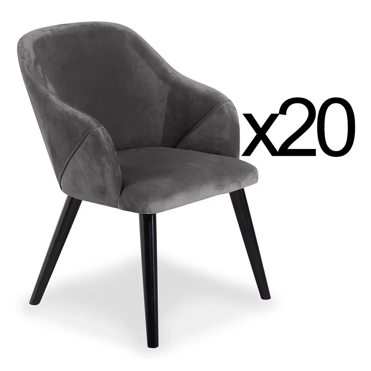 Lot de 20 Fauteuils en Velours «Yugnat» 85cm Gris