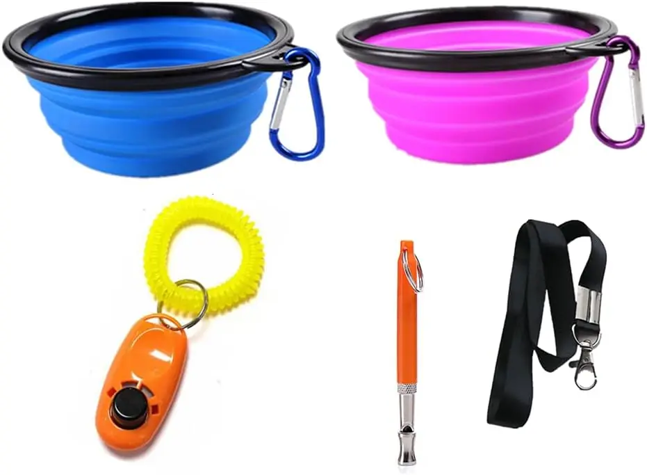 Lot de 2 gamelles pliables en silicone avec mousqueton de voyage et d’alpinisme Vendos85