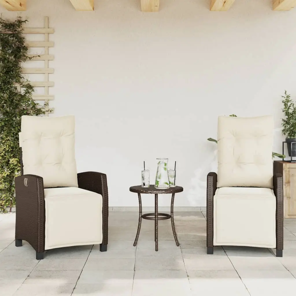 Lot de 2 Fauteuils Relax Résine Tressée avec Repose-pieds Réglables pour Jardin Brun – ComfortXL Outdoor Living