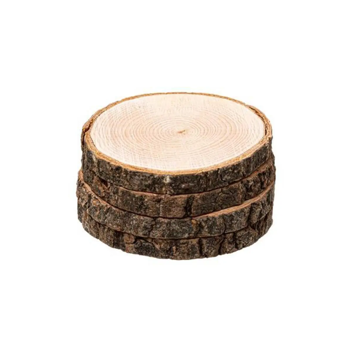Lot de 4 Dessous de Verre «Ecorce» 10cm Naturel