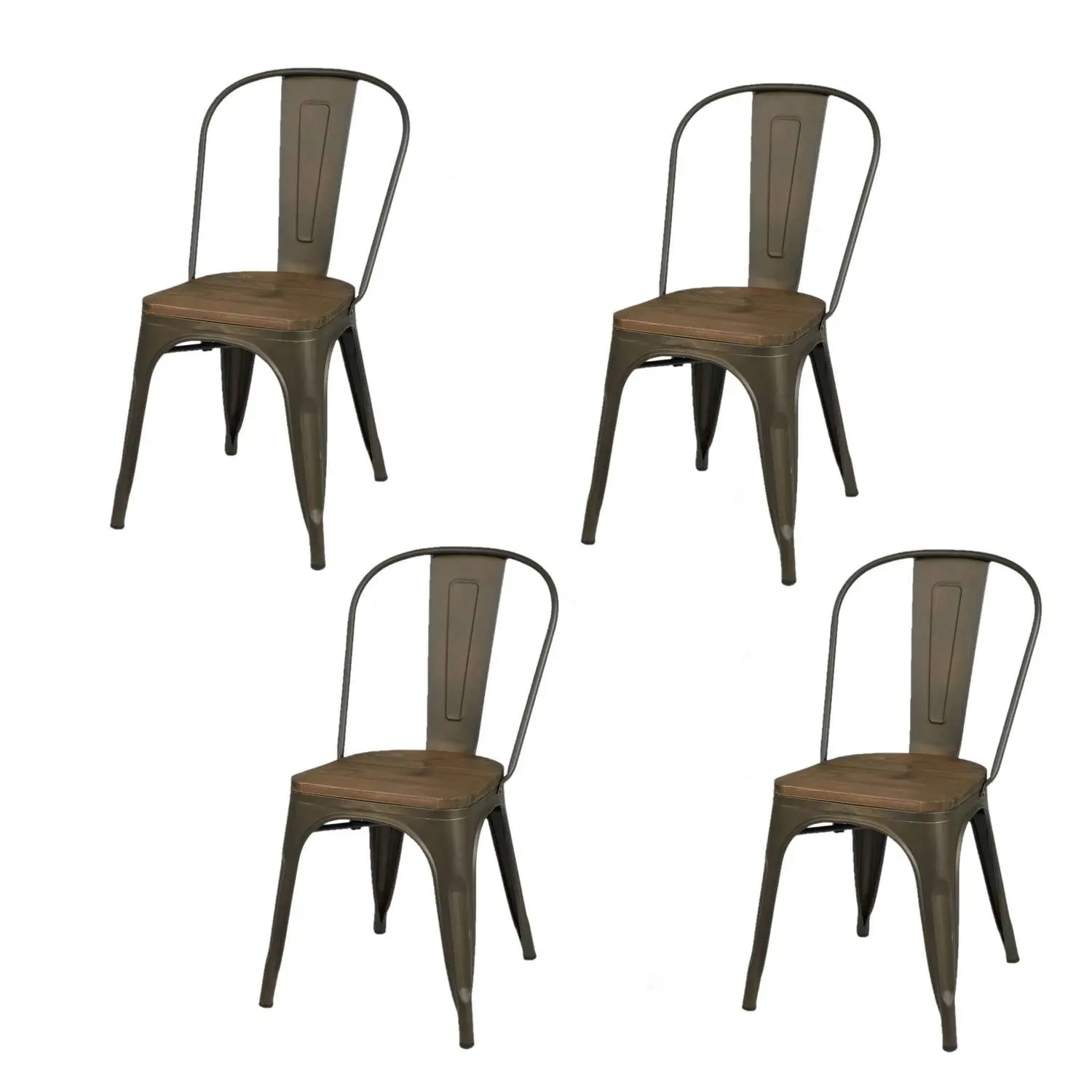 Lot de 4 chaises vintage Liv H84 cm – Gris industriel – Urban Living