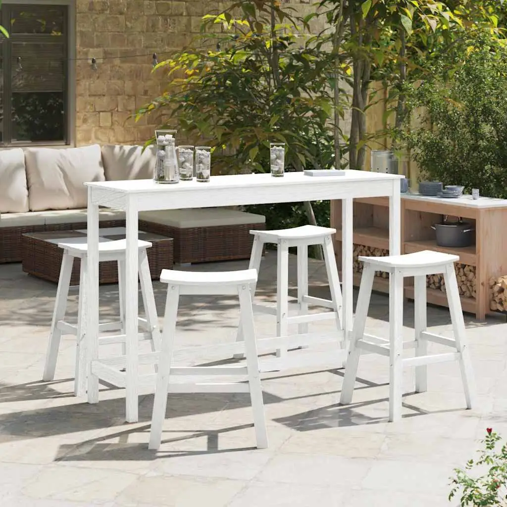 Lot de 4 Tabourets de Bar de Jardin HDPE Résistant aux Intempéries pour Extérieur Blanc – ComfortXL Outdoor Living