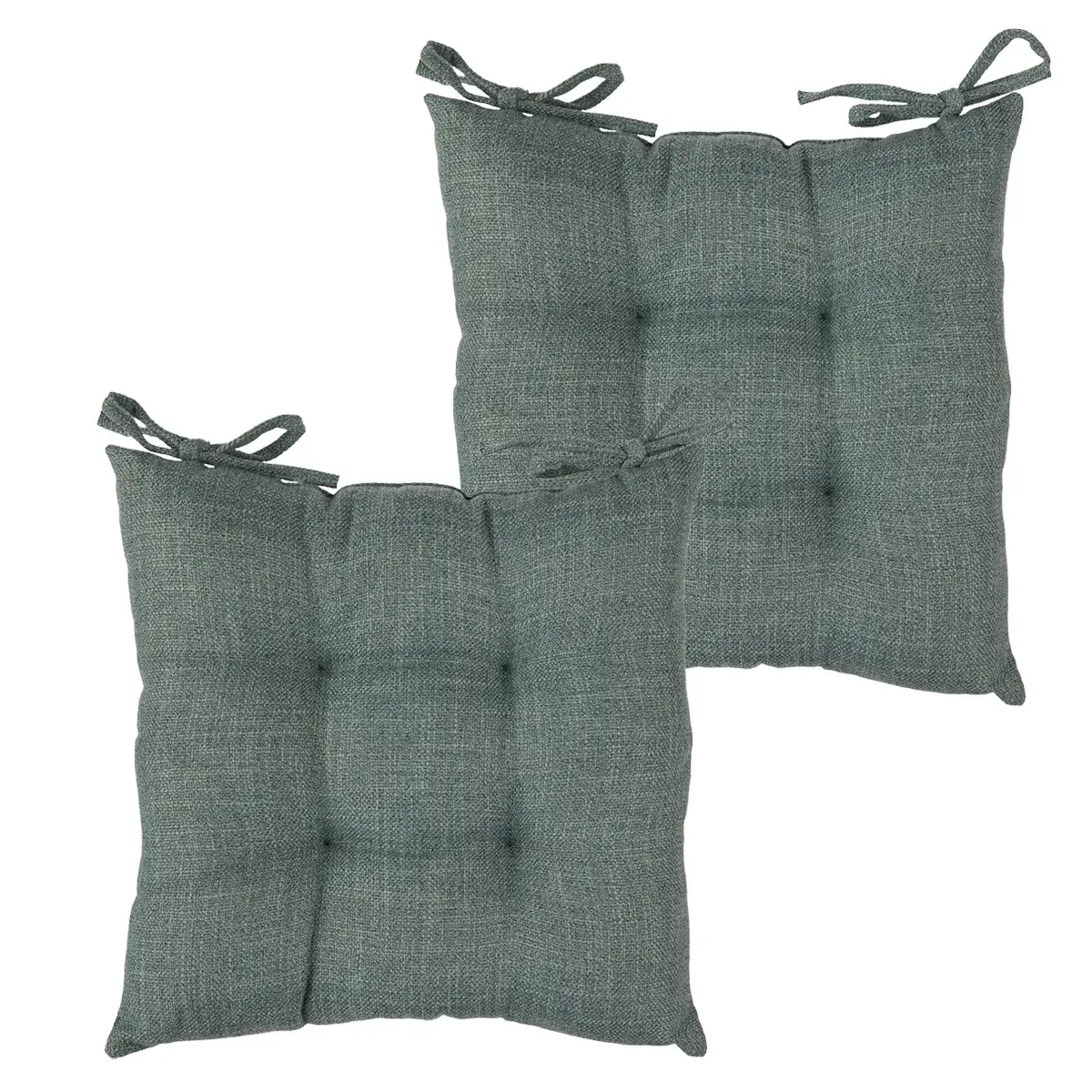Lot de 2 Galettes de chaise tissage au fini texturé Vert foncé 38 x 38 cm