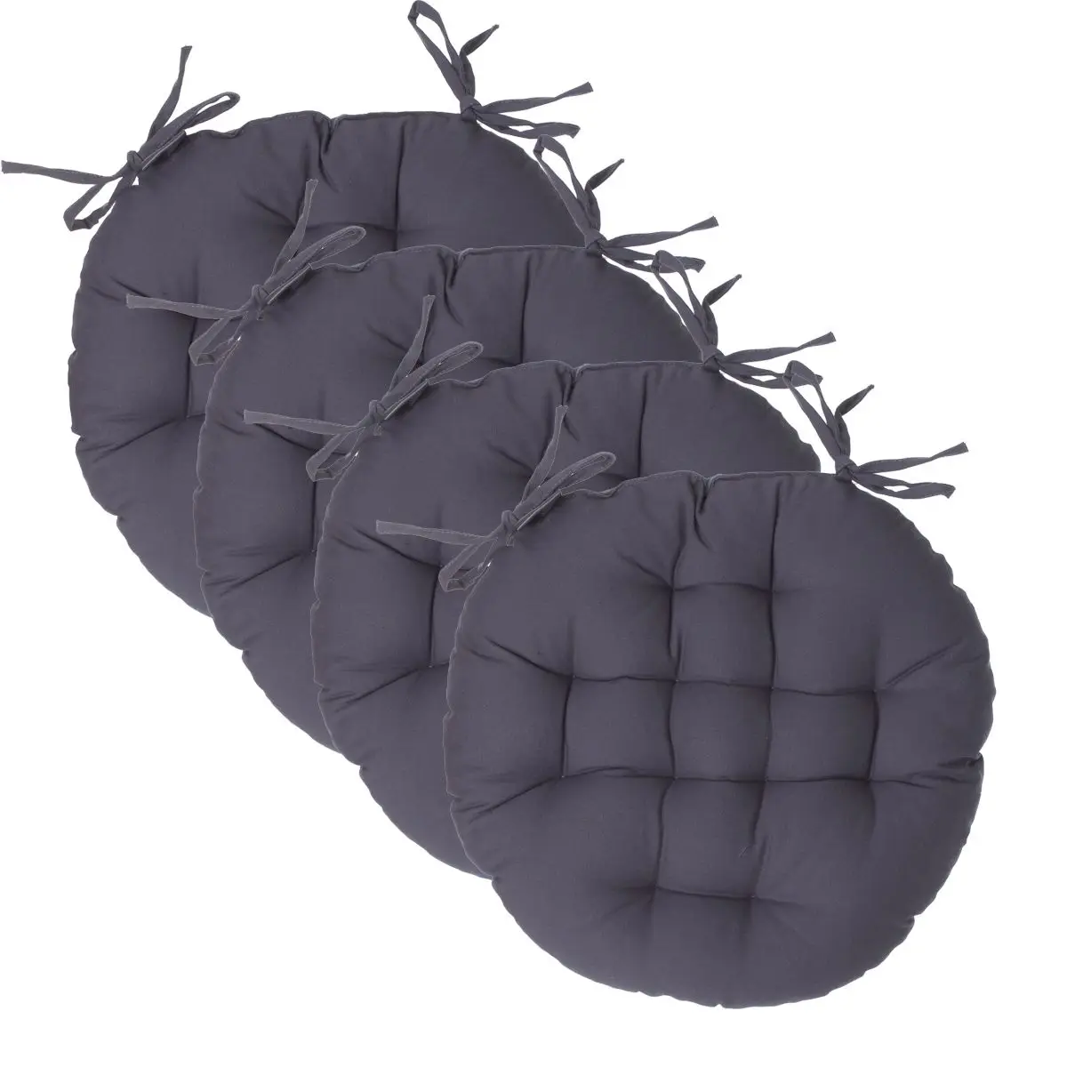 Lot de 4 Galettes de chaise en Coton Gris foncé D 38 cm