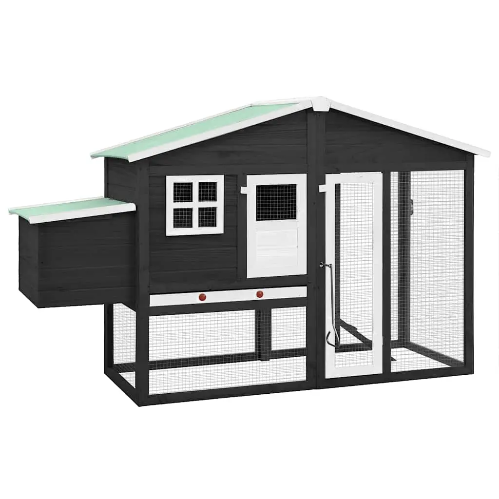 Grand poulailler bois de sapin avec nichoir et parc extérieur Gris – ComfortXL Outdoor Living