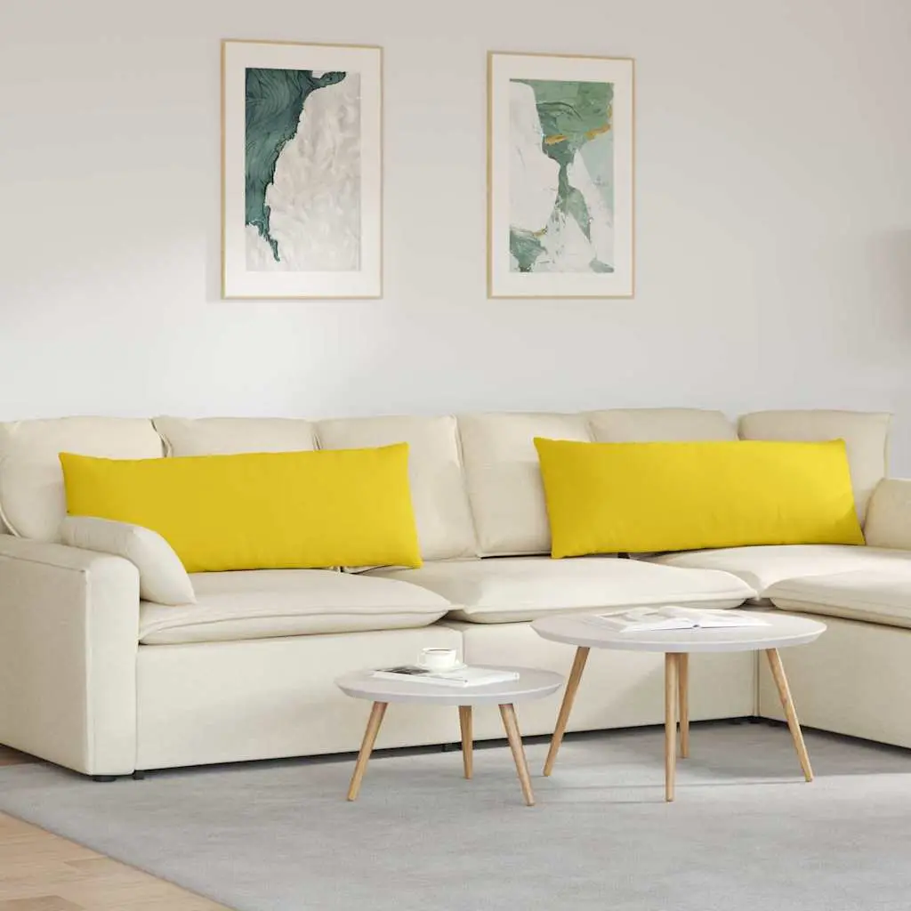 Lot de 2 Grands Coussins Tissu Déhoussable Lavable pour Canapé Jaune Clair 120×40 cm – ComfortXL Outdoor Living