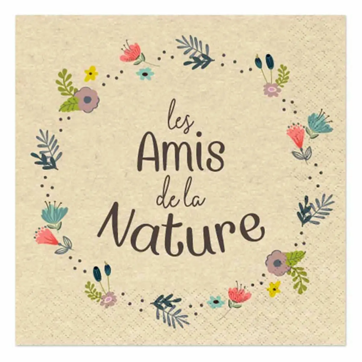 Lot de 20 Serviettes en Papier «Amis Nature» 33x33cm Naturel