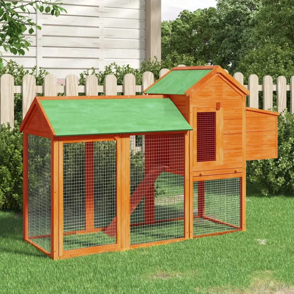 Grand poulailler en bois de pin avec parc extérieur pour jardin marron – ComfortXL Outdoor Living