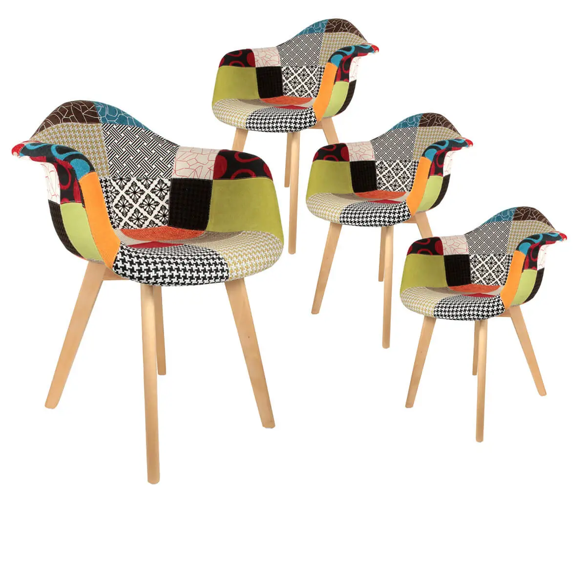 Lot de 4 Fauteuils Scandinaves Multicolore – PATCHWORK