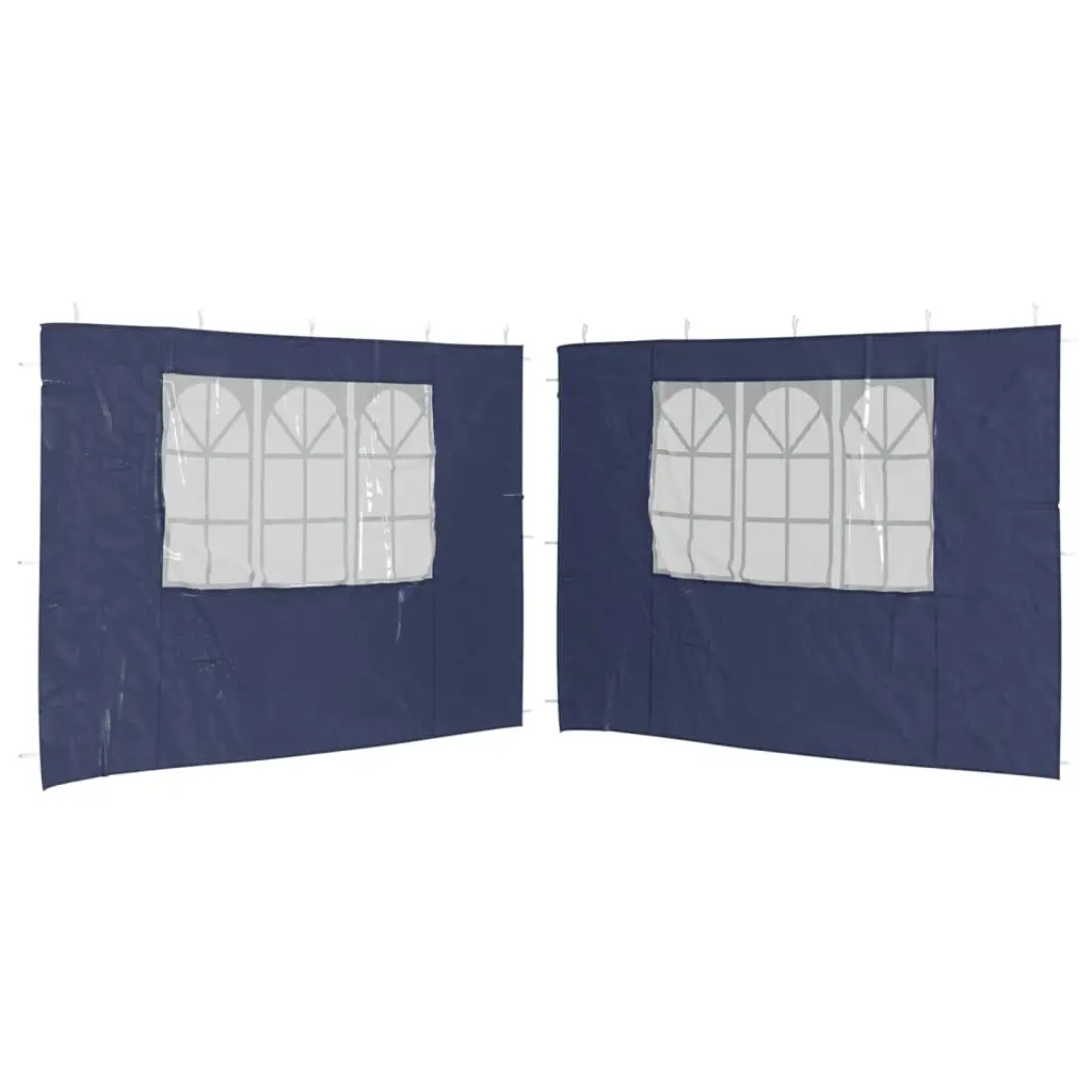 Lot de 2 Parois de tente de réception – Accessoire Tonnelle – Accessoire Barnum avec fenêtre PE Bleu – MEUBLE PRO
