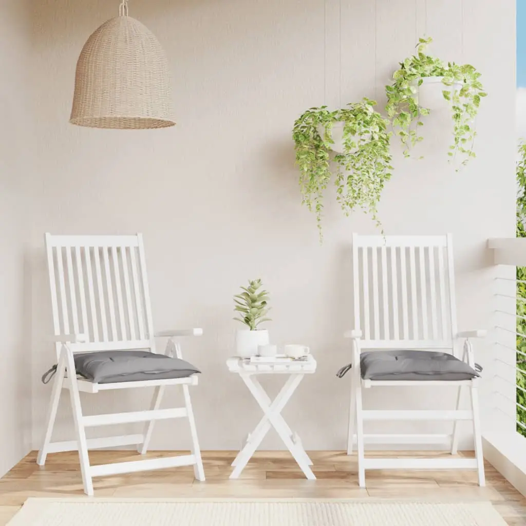 Lot de 2 Galettes de Chaise Tissu Oxford Imperméables avec Lacets pour Cuisine Jardin Gris 40x40cm – ComfortXL Outdoor Living